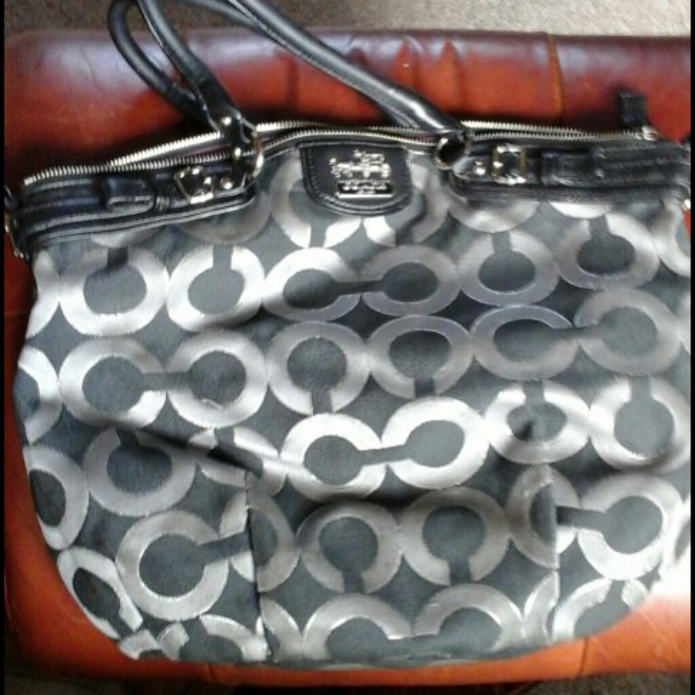 Coach black and grey satchel